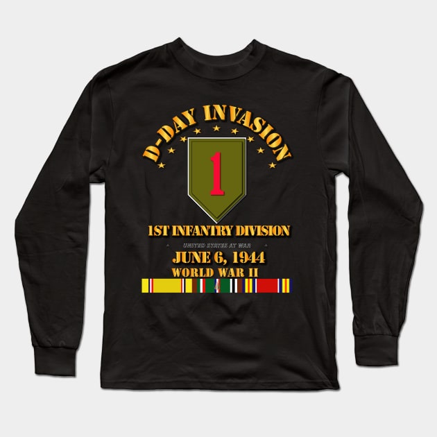 1st Infantry Div - D Day w Svc Ribbons Long Sleeve T-Shirt by twix123844